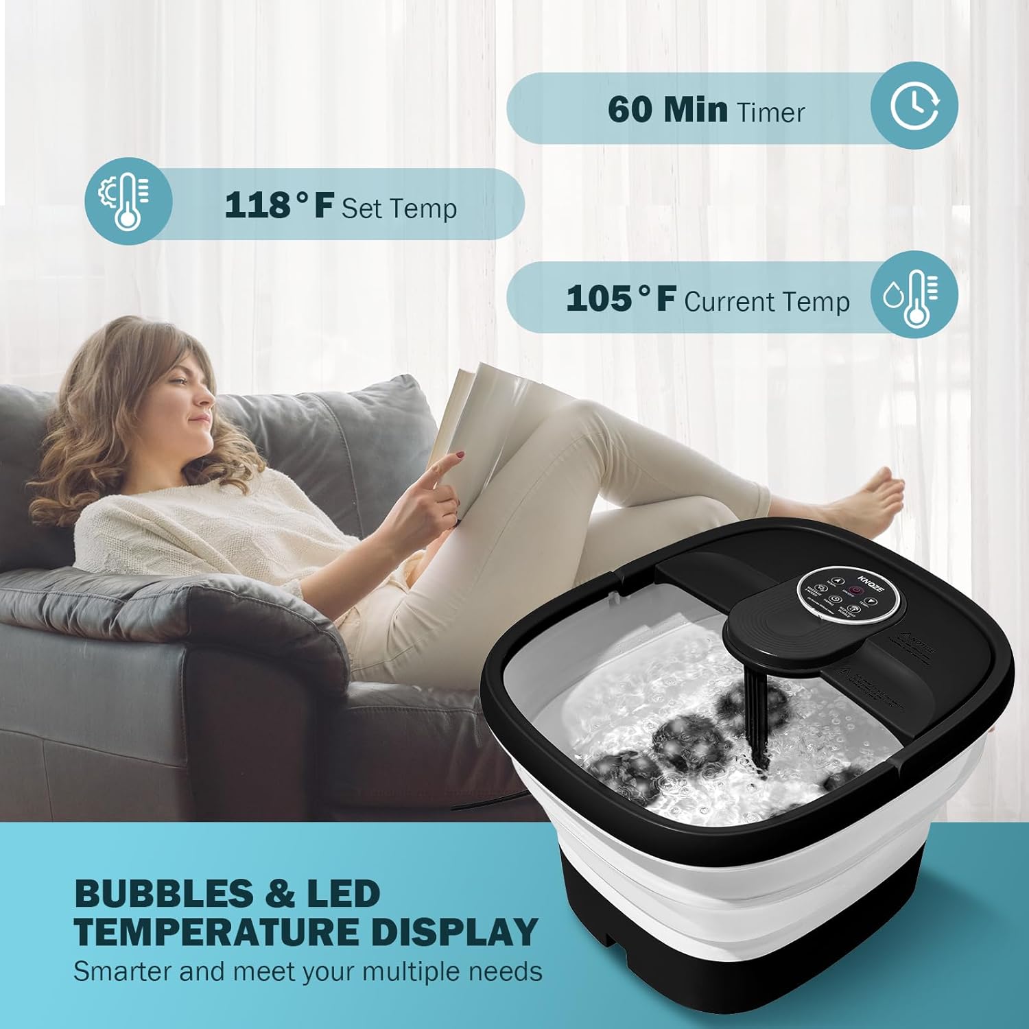 Multifunctional Electric Foot Bath Barrel with Remote Control and Massage (For Elderly, Portable, Household)