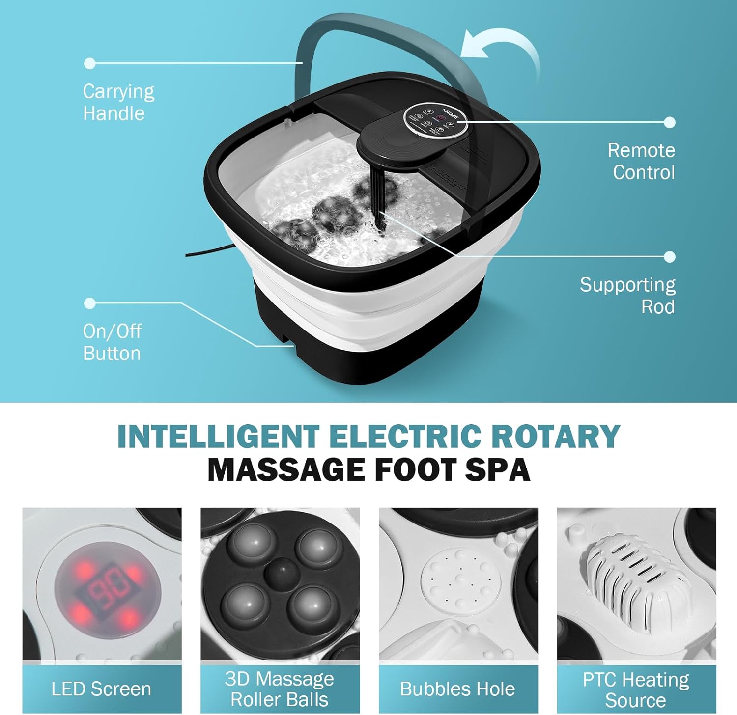 Multifunctional Electric Foot Bath Barrel with Remote Control and Massage (For Elderly, Portable, Household)