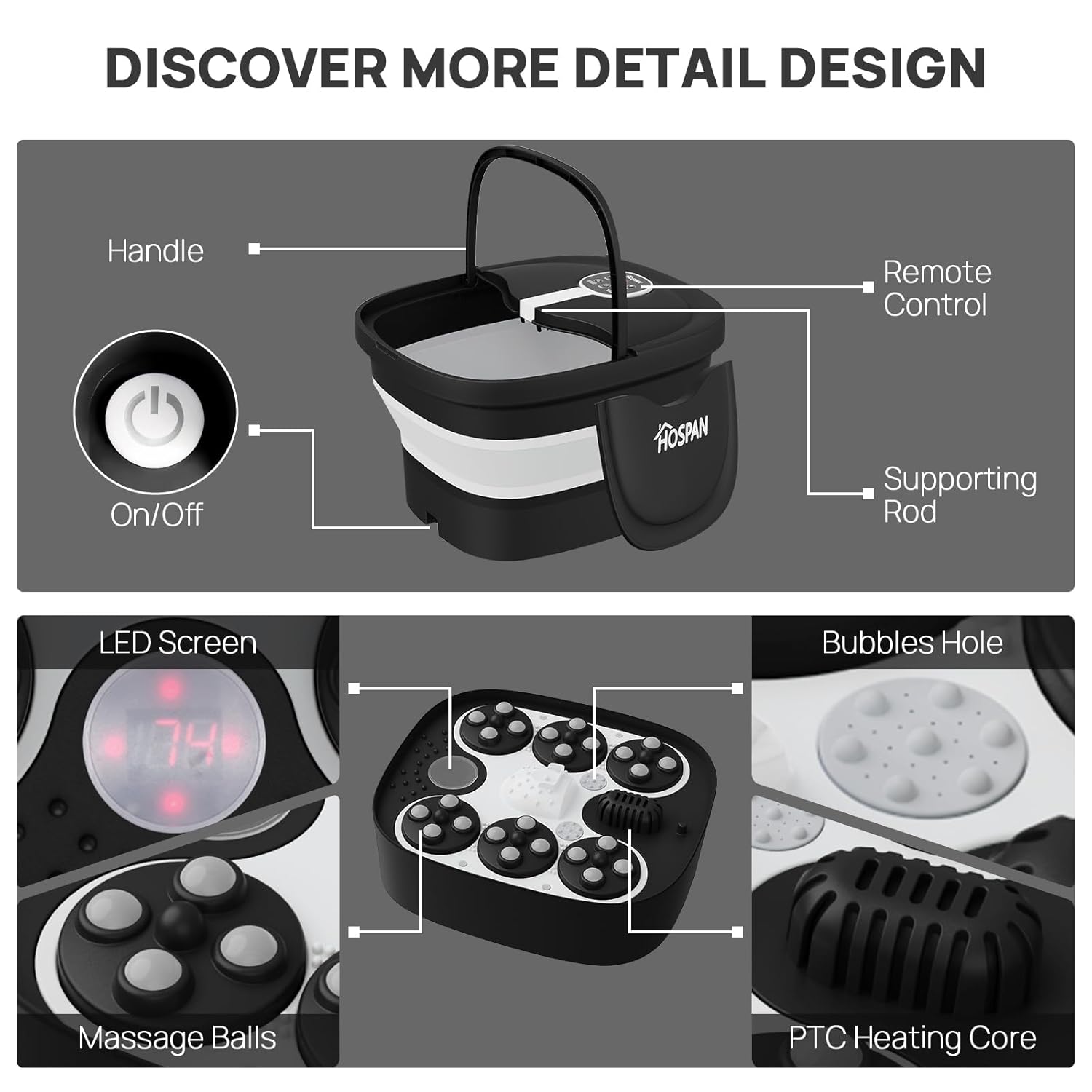 Heated Foot Spa,
Foldable Foot Bath,
Massage Foot Spa,
Collapsible Foot Soaker,
Foot Spa with Heat and Massage,
Portable Foot Spa,
Electric Foot Bath Massager,
HOSPAN FS02A Foot Spa,
Foot Soaking Tub with Heat,
Home Foot Spa Machine,