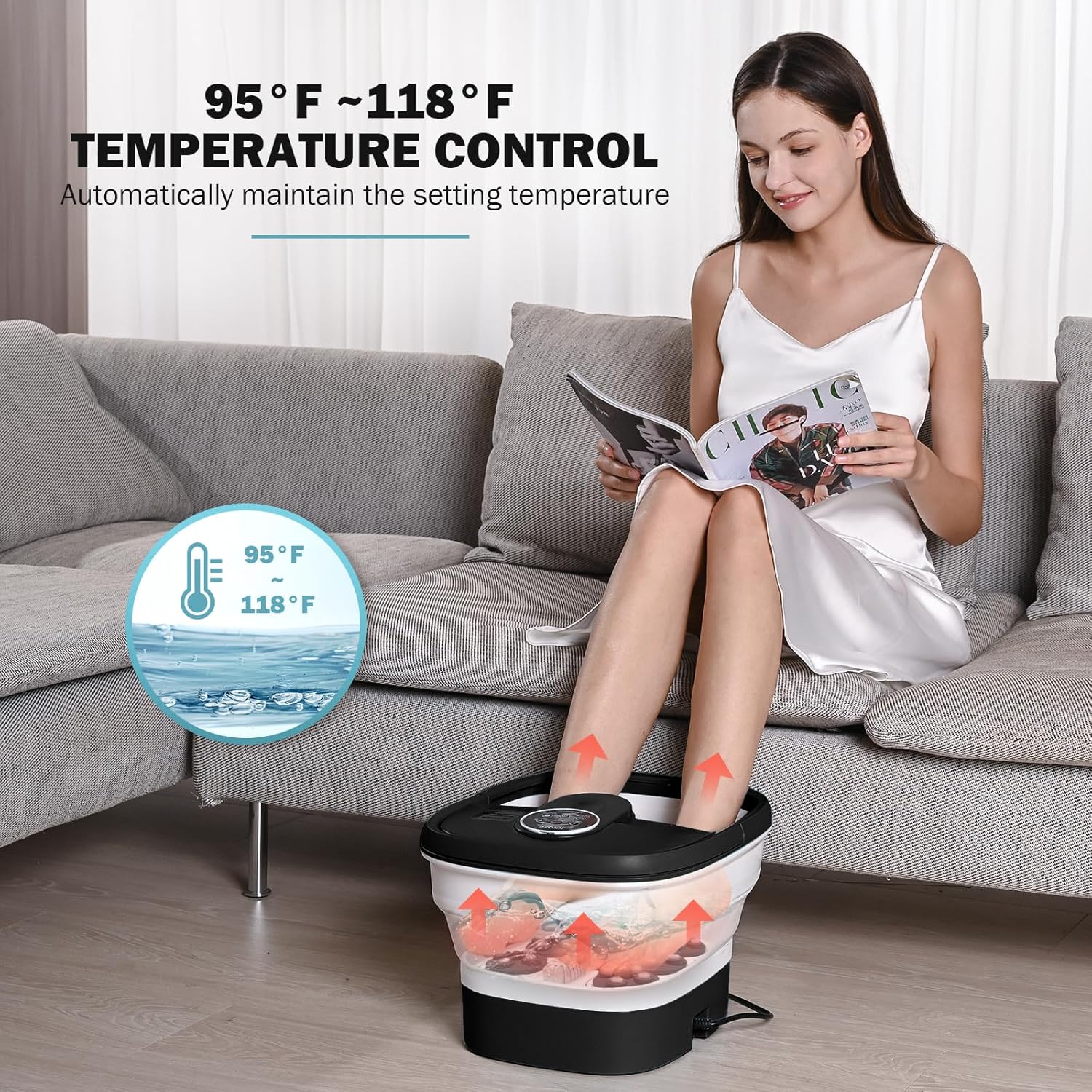 Multifunctional Electric Foot Bath Barrel with Remote Control and Massage (For Elderly, Portable, Household)