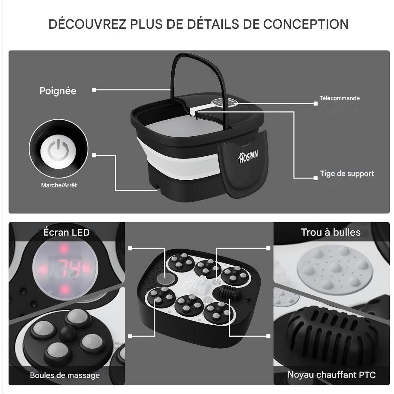 Heated Foot Spa,
Foldable Foot Bath,
Massage Foot Spa,
Collapsible Foot Soaker,
Foot Spa with Heat and Massage,
Portable Foot Spa,
Electric Foot Bath Massager,
HOSPAN FS02A Foot Spa,
Foot Soaking Tub with Heat,
Home Foot Spa Machine,